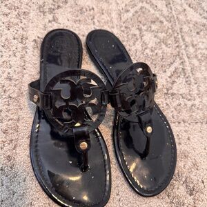 Tory Burch Miller Patent Black Sandals 9